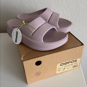 OOFOS Women's Oomega Ooahh stardust Lavender Slide Sandals 9